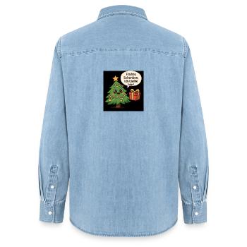 Fröhliches Schenken Weihnachtsbaum - Frauen Jeanshemd Organic von Stanley/Stella - verwaschenes Hellblau - Hinten - AI Model Female 172 light (172cm)