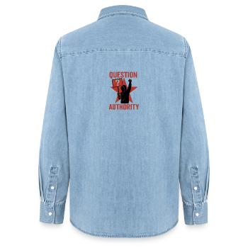Question Puissance - Chemise en denim femme bio Stanley/Stella - bleu clair délavé - Dos - AI Model Female 172 light (172cm)
