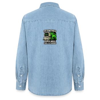 System Stable Taurus Mode Chill & Charge - Women’s Organic Denim Shirt by Stanley/Stella - light wash - Back - AI Model Female 172 light (172cm)