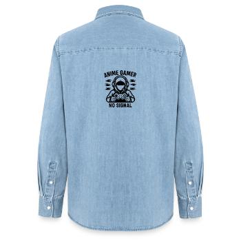 Anime Gamer Sans Signal - Chemise en denim femme bio Stanley/Stella - bleu clair délavé - Dos - AI Model Female 172 light (172cm)