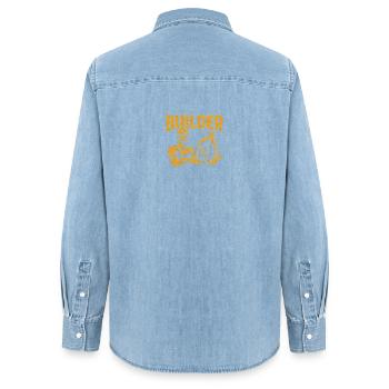 Bauarbeiter Kraftgelb auf Schwarz - Frauen Jeanshemd Organic von Stanley/Stella - verwaschenes Hellblau - Hinten - AI Model Female 172 light (172cm)