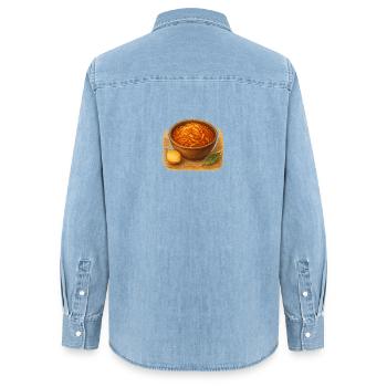 Chou braisé - Chemise en denim femme bio Stanley/Stella - bleu clair délavé - Dos - AI Model Female 172 light (172cm)