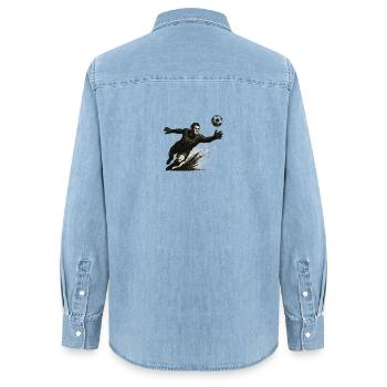 Torwart beim Hechtsprung Illustration - Frauen Jeanshemd Organic von Stanley/Stella - verwaschenes Hellblau - Hinten - AI Model Female 172 light (172cm)