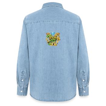 Rich Life Éclat et Diamants - Chemise en denim femme bio Stanley/Stella - bleu clair délavé - Dos - AI Model Female 172 light (172cm)