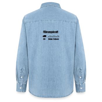 Führungskraft und Followers-Kette - Frauen Jeanshemd Organic von Stanley/Stella - verwaschenes Hellblau - Hinten - AI Model Female 172 light (172cm)