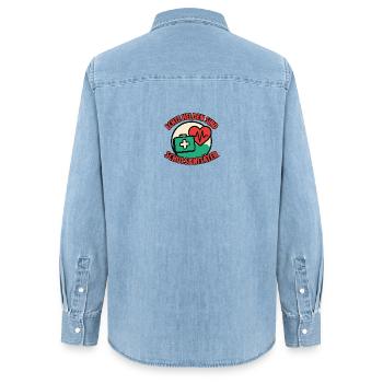 Real heroes are school paramedics - Women’s Organic Denim Shirt by Stanley/Stella - light wash - Back - AI Model Female 172 light (172cm)