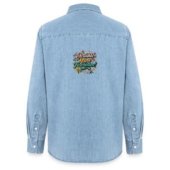 Ich wähle keine Faschisten - Frauen Jeanshemd Organic von Stanley/Stella - verwaschenes Hellblau - Hinten - AI Model Female 172 light (172cm)