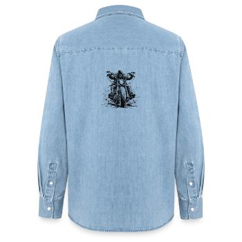 Chopperfahrer frontal im Comic-Stil - Frauen Jeanshemd Organic von Stanley/Stella - verwaschenes Hellblau - Hinten - AI Model Female 172 light (172cm)