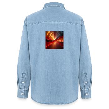Flaggen Deutschland - Frauen Jeanshemd Organic von Stanley/Stella - verwaschenes Hellblau - Hinten - AI Model Female 172 light (172cm)