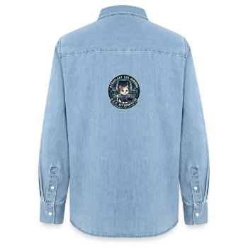 Kitty Captain Kittenpryse - Women’s Organic Denim Shirt by Stanley/Stella - light wash - Back - AI Model Female 172 light (172cm)