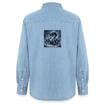 Kristalldrache im Eissturm - Frauen Jeanshemd Organic von Stanley/Stella - verwaschenes Hellblau - Hinten - AI Model Female 172 light (172cm)