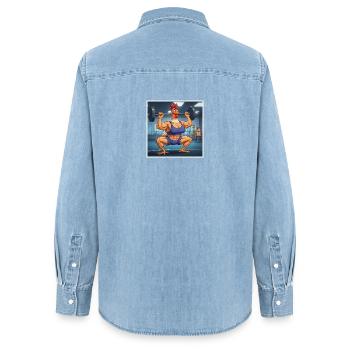GIDAGI Fitness-Cartoons-Sammlung - Frauen Jeanshemd Organic von Stanley/Stella - verwaschenes Hellblau - Hinten - AI Model Female 172 light (172cm)