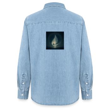 Opus Tertiem : Voiles de lumière - Chemise en denim femme bio Stanley/Stella - bleu clair délavé - Dos - AI Model Female 172 light (172cm)