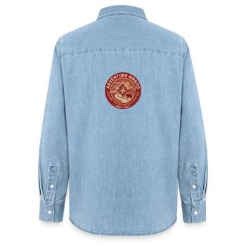 Forest Adventure Compass Badge - Women’s Organic Denim Shirt by Stanley/Stella - light wash - Back - AI Model Female 172 light (172cm)