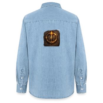 Travelers_sigil - Women’s Organic Denim Shirt by Stanley/Stella - light wash - Back - AI Model Female 172 light (172cm)