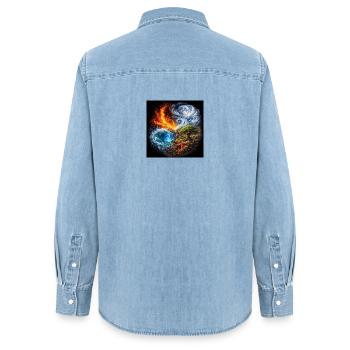 Les Éléments - Chemise en denim femme bio Stanley/Stella - bleu clair délavé - Dos - AI Model Female 172 light (172cm)