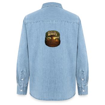 Retour aux racines - Chemise en denim femme bio Stanley/Stella - bleu clair délavé - Dos - AI Model Female 172 light (172cm)