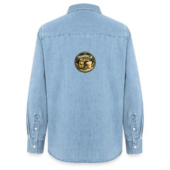 Tankstelle Bier Vintage Badge - Frauen Jeanshemd Organic von Stanley/Stella - verwaschenes Hellblau - Hinten - AI Model Female 172 light (172cm)