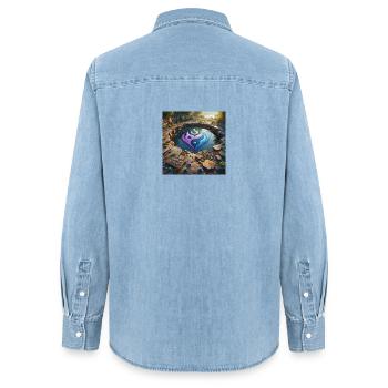 Flammenemblem im Ruinensumpf - Frauen Jeanshemd Organic von Stanley/Stella - verwaschenes Hellblau - Hinten - AI Model Female 172 light (172cm)