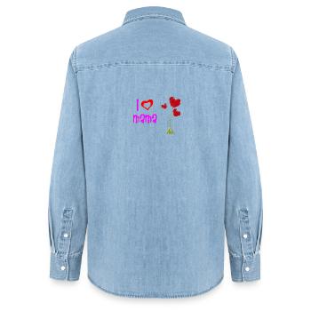 Liebevolles Muttertagsherz Blumendesign - Frauen Jeanshemd Organic von Stanley/Stella - verwaschenes Hellblau - Hinten - AI Model Female 172 light (172cm)