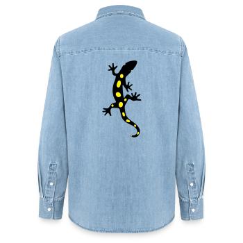 Lizard Salamander Gecko Fire Salamander - Women’s Organic Denim Shirt by Stanley/Stella - light wash - Back - AI Model Female 172 light (172cm)