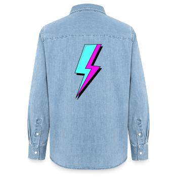 Éclair au néon psychédélique - Chemise en denim femme bio Stanley/Stella - bleu clair délavé - Dos - AI Model Female 172 light (172cm)