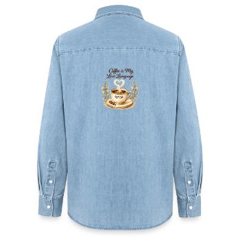 coffe_ist_my_live_language - Frauen Jeanshemd Organic von Stanley/Stella - verwaschenes Hellblau - Hinten - AI Model Female 172 light (172cm)