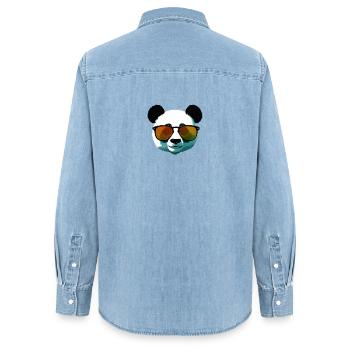 Panda with Sunglasses Gradient - Women’s Organic Denim Shirt by Stanley/Stella - light wash - Back - AI Model Female 172 light (172cm)