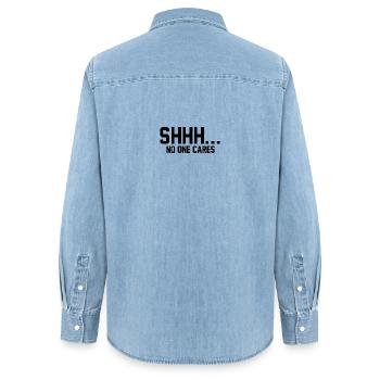 CHUT... Personne ne s’en soucie - Chemise en denim femme bio Stanley/Stella - bleu clair délavé - Dos - AI Model Female 172 light (172cm)