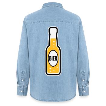 Bierflasche (Bier / Bierchen / POS 3C) - Frauen Jeanshemd Organic von Stanley/Stella - verwaschenes Hellblau - Hinten - AI Model Female 172 light (172cm)