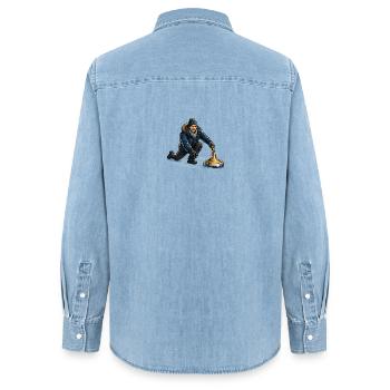 Wintercurling Kraft - Frauen Jeanshemd Organic von Stanley/Stella - verwaschenes Hellblau - Hinten - AI Model Female 172 light (172cm)