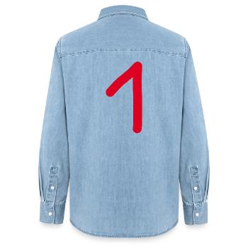 1 Nummer eins Zahl rot Geburtstag - Frauen Jeanshemd Organic von Stanley/Stella - verwaschenes Hellblau - Hinten - AI Model Female 172 light (172cm)