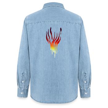 Flammen Tribal - Frauen Jeanshemd Organic von Stanley/Stella - verwaschenes Hellblau - Hinten - AI Model Female 172 light (172cm)