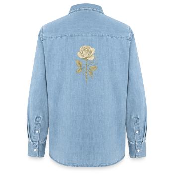 Dessin au crayon rose vintage - Chemise en denim femme bio Stanley/Stella - bleu clair délavé - Dos - AI Model Female 172 light (172cm)