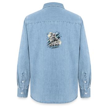 Kein Weg Ist Zu Steil - Frauen Jeanshemd Organic von Stanley/Stella - verwaschenes Hellblau - Hinten - AI Model Female 172 light (172cm)