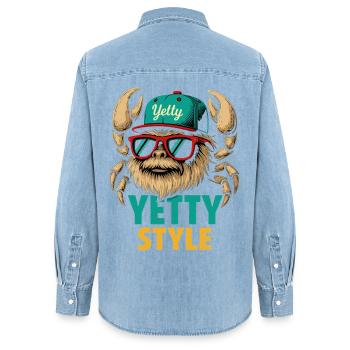 Yetty Style Yeti Graphic - Frauen Jeanshemd Organic von Stanley/Stella - verwaschenes Hellblau - Hinten - AI Model Female 172 light (172cm)