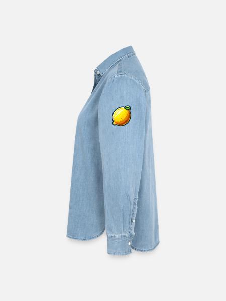Zitrone Freudige Karikatur Gelb - Frauen Jeanshemd Organic von Stanley/Stella - verwaschenes Hellblau