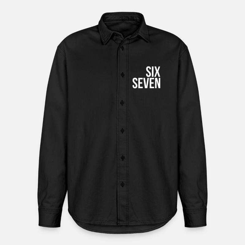 67 texte « six sept » - Chemise unisexe coupe décontractée bio Stanley/Stella - noir délavé