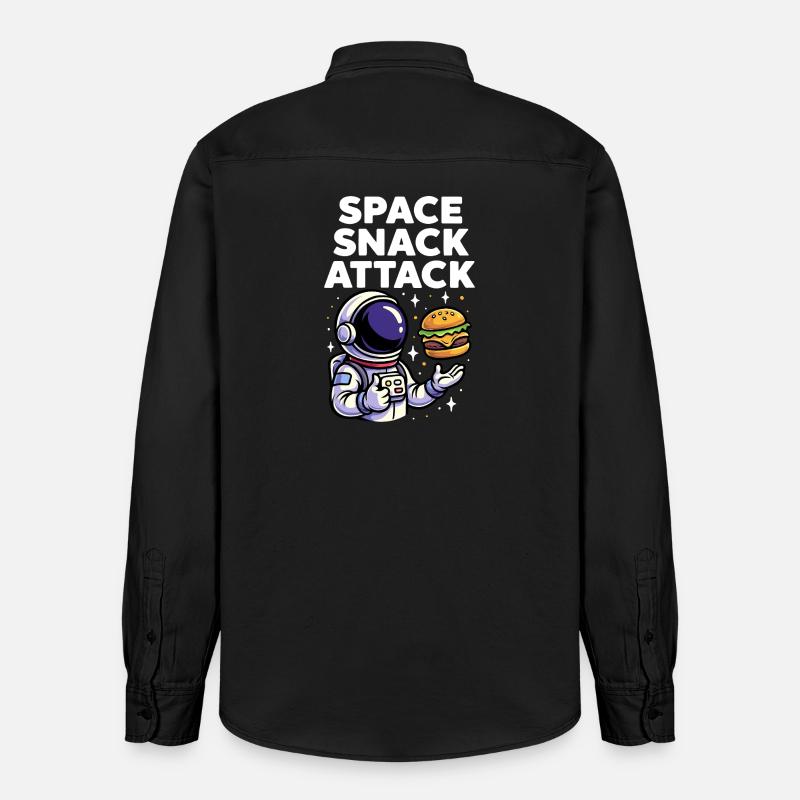 Burger d'astronaute, snack spatial, attaque - Chemise unisexe coupe décontractée bio Stanley/Stella - noir délavé