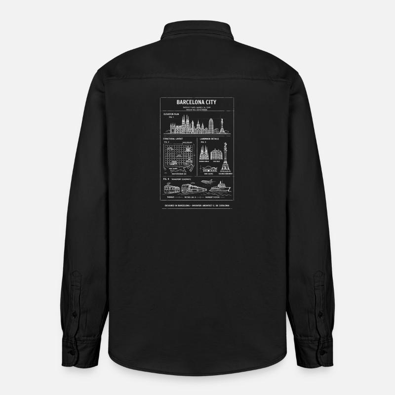 Modèle de la Skyline de Barcelone - Chemise unisexe coupe décontractée bio Stanley/Stella - noir délavé