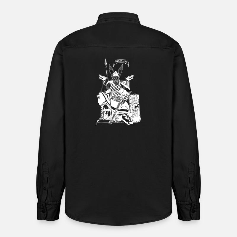Odin sur le trône blanc - Chemise unisexe coupe décontractée bio Stanley/Stella - noir délavé