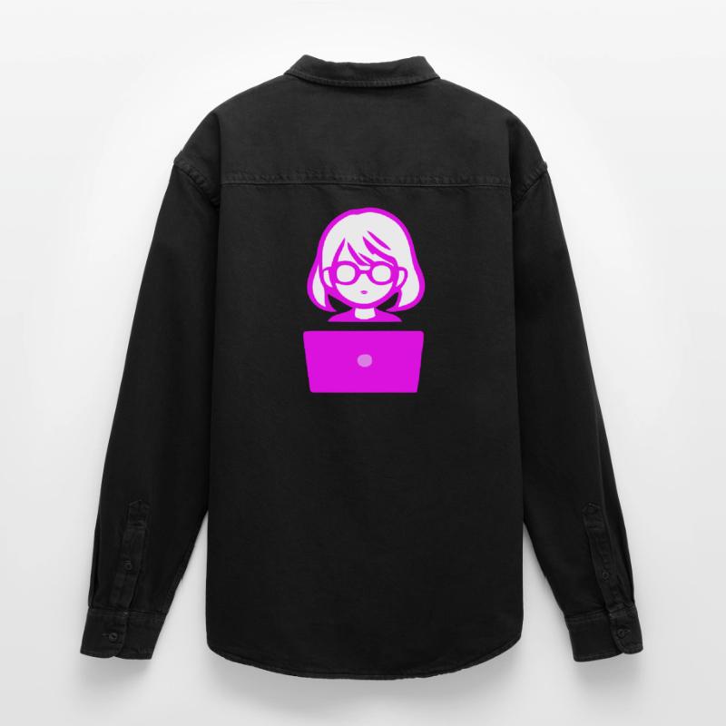 Frau mit Computer Programmierer Coder Relaxed Fit Unisex Organic Hemd von Stanley/Stella