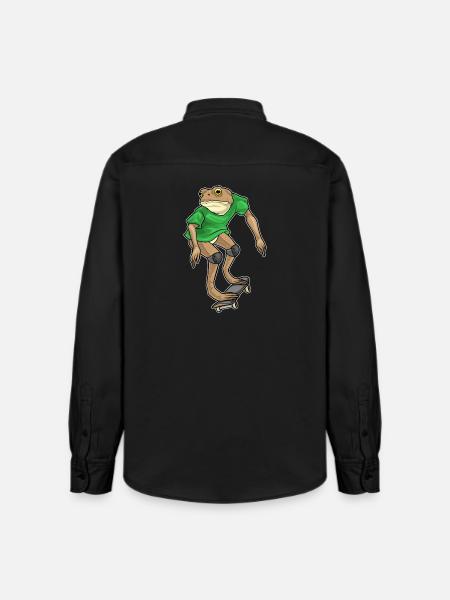 Frog Skater Skateboard - Relaxed Fit Unisex Organic Shirt by Stanley/Stella - washed black