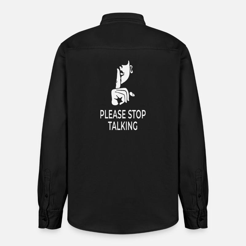 Please Stop Talking – British Sarcasm Design - Relaxed Fit Unisex Organic Hemd von Stanley/Stella - washed Black