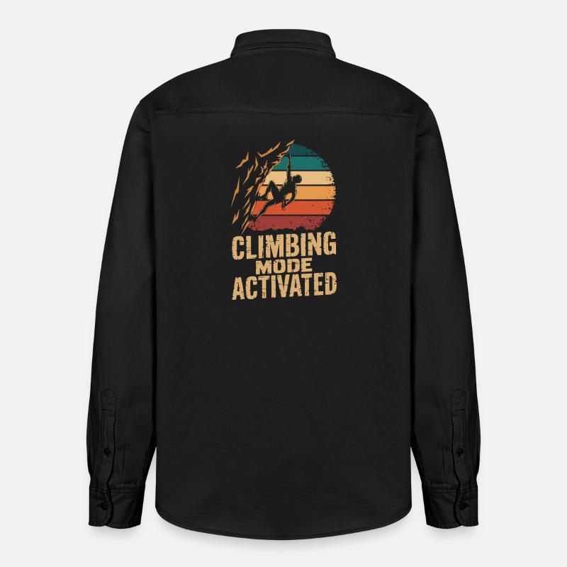  Climbing Mode Activated Klettern Boulder Retro - Relaxed Fit Unisex Organic Hemd von Stanley/Stella - washed Black
