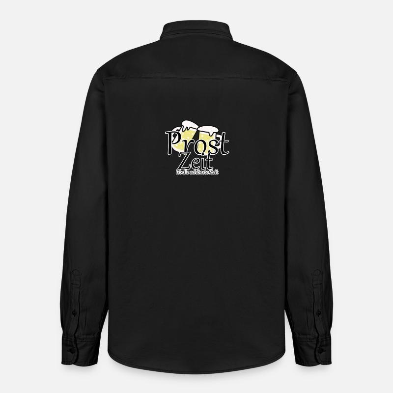 Prost Bier Biergarten Spruch - Relaxed Fit Unisex Organic Hemd von Stanley/Stella - washed Black