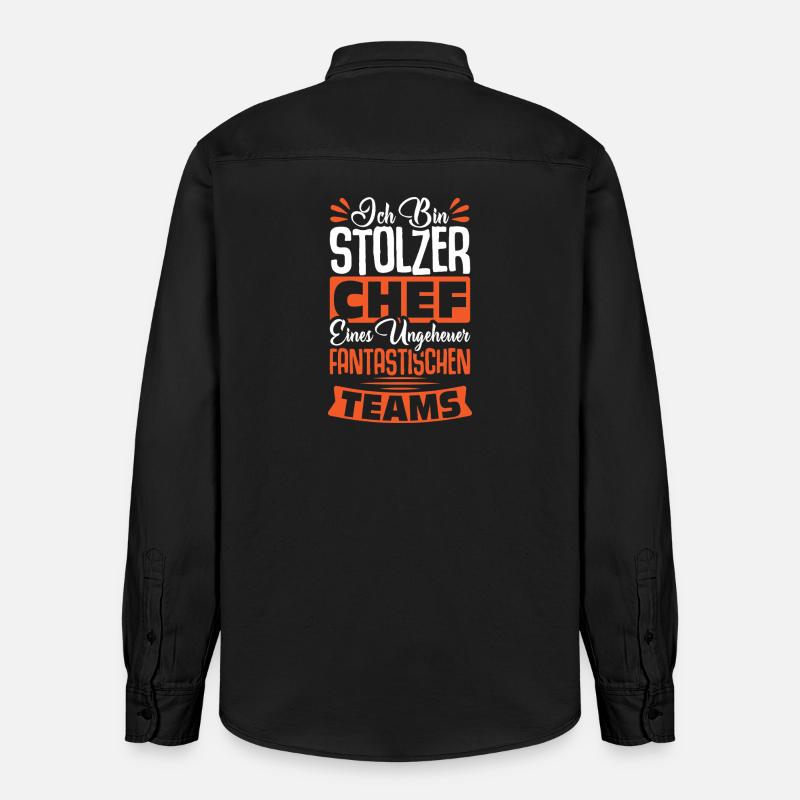 Stolzer Chef Chef Mann Abteilungsleiter Teamchef - Relaxed Fit Unisex Organic Hemd von Stanley/Stella - washed Black
