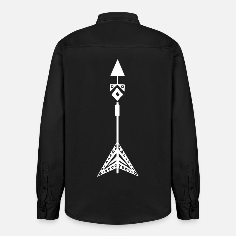 Symbole blanc d'une flèche amérindienne - Chemise unisexe coupe décontractée bio Stanley/Stella - noir délavé