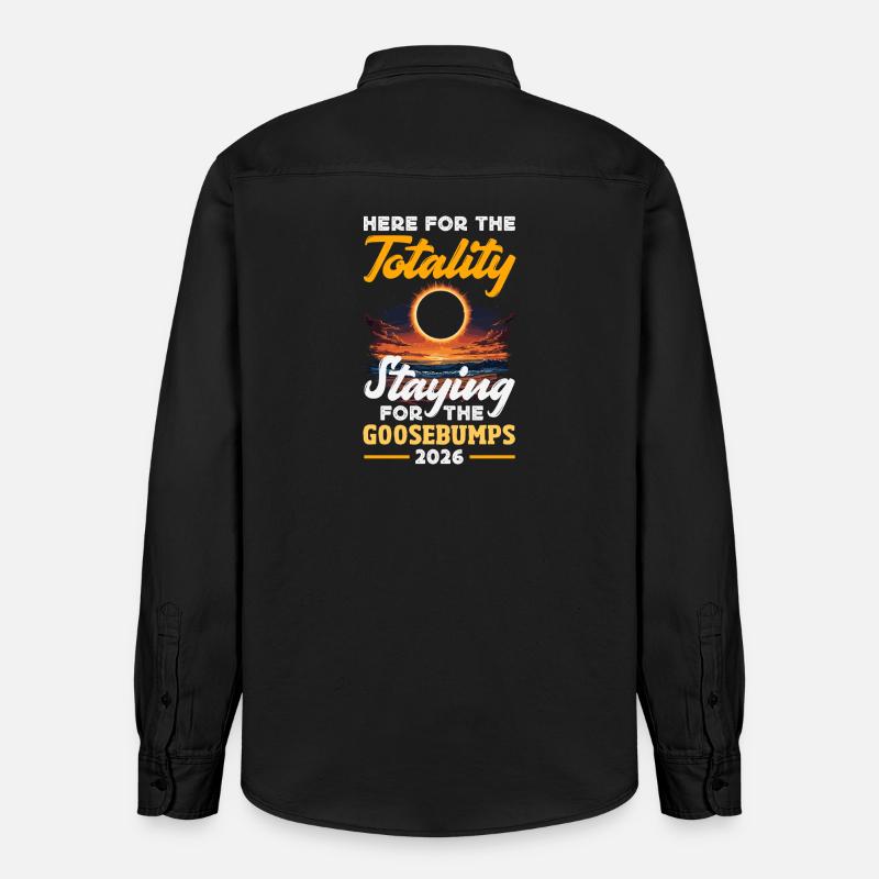 Éclipse solaire 2026, 12 août - Chemise unisexe coupe décontractée bio Stanley/Stella - noir délavé