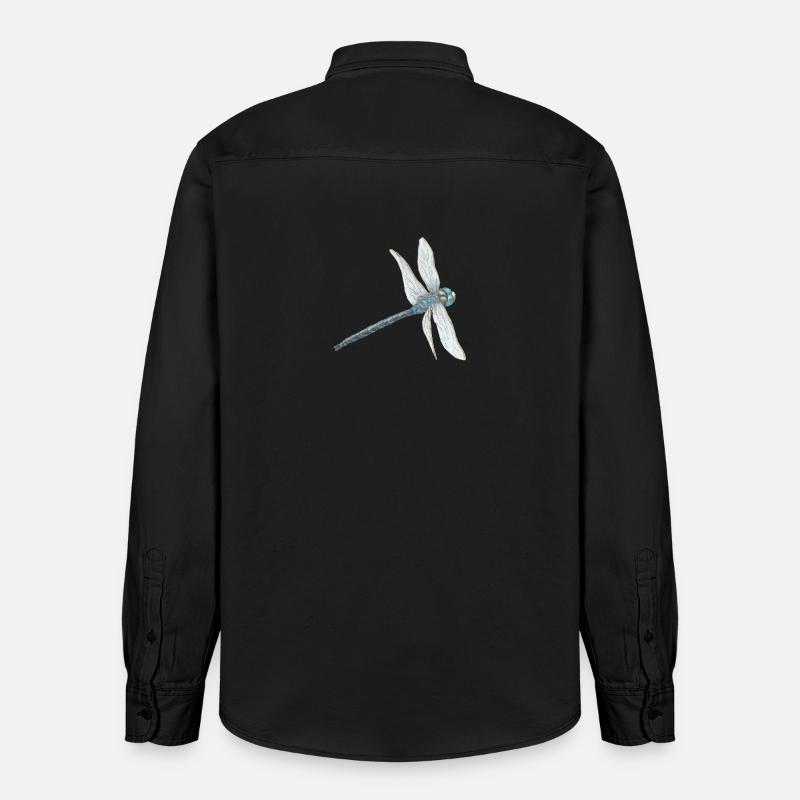 Illustration de libellule sarcelle - Chemise unisexe coupe décontractée bio Stanley/Stella - noir délavé